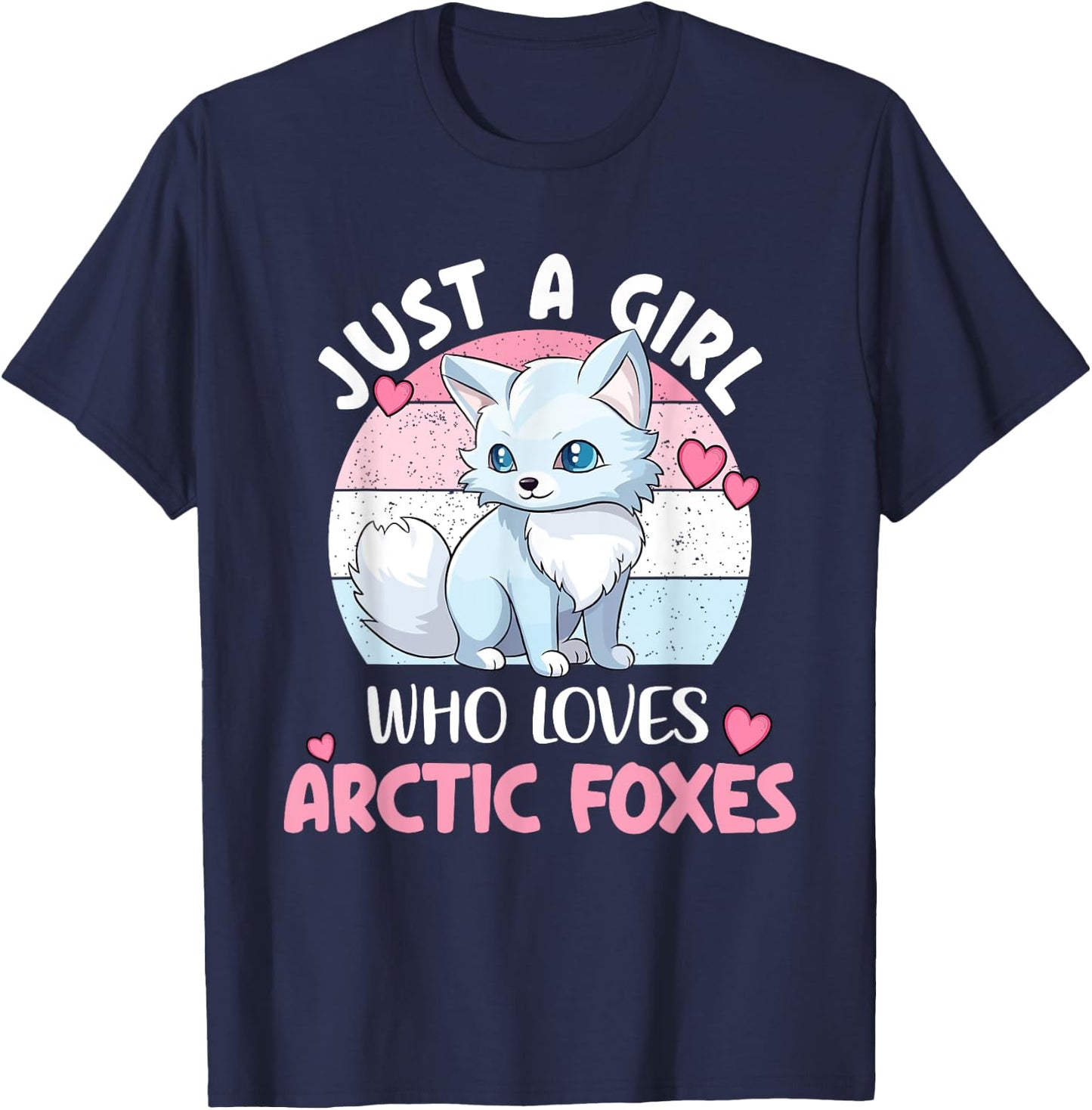 Just A Girl Who Loves Arctic Foxes Kid Cute Arctic Fox Lover T-Shirt - T-Shirt | Navy