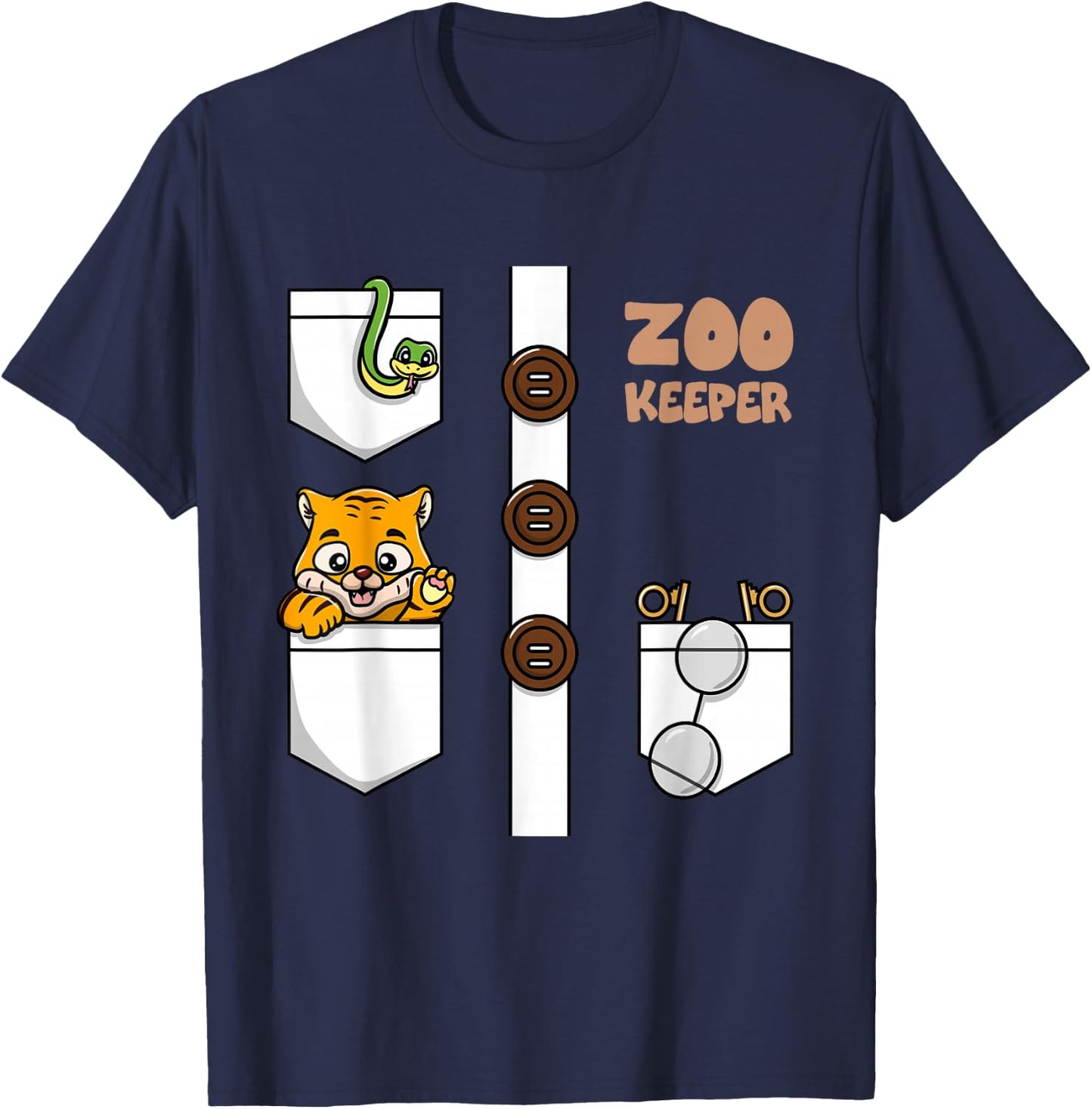 Funny Zookeeper Costume Zoo Keeper Boys Girls T-Shirt - T-Shirt | Navy