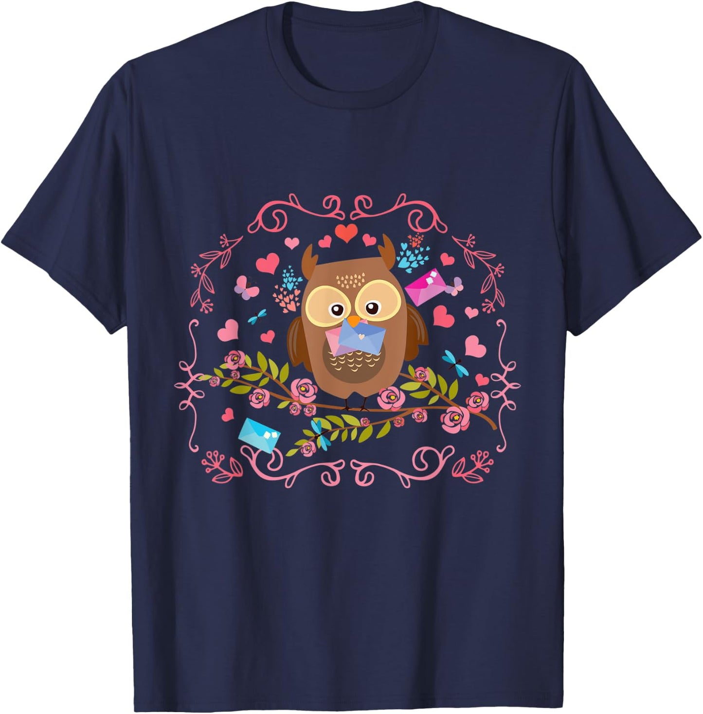 Cute Bird Toddlers Girls Gift Animal Owl T-Shirt - T-Shirt | Navy