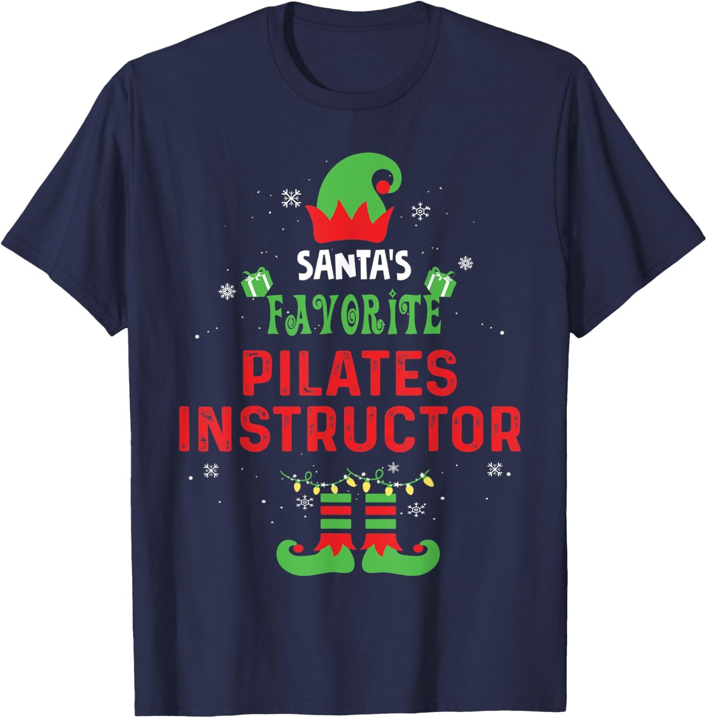 Santa's Favorite Pilates Instructor Christmas Xmas Gift T-Shirt - T-Shirt | Navy