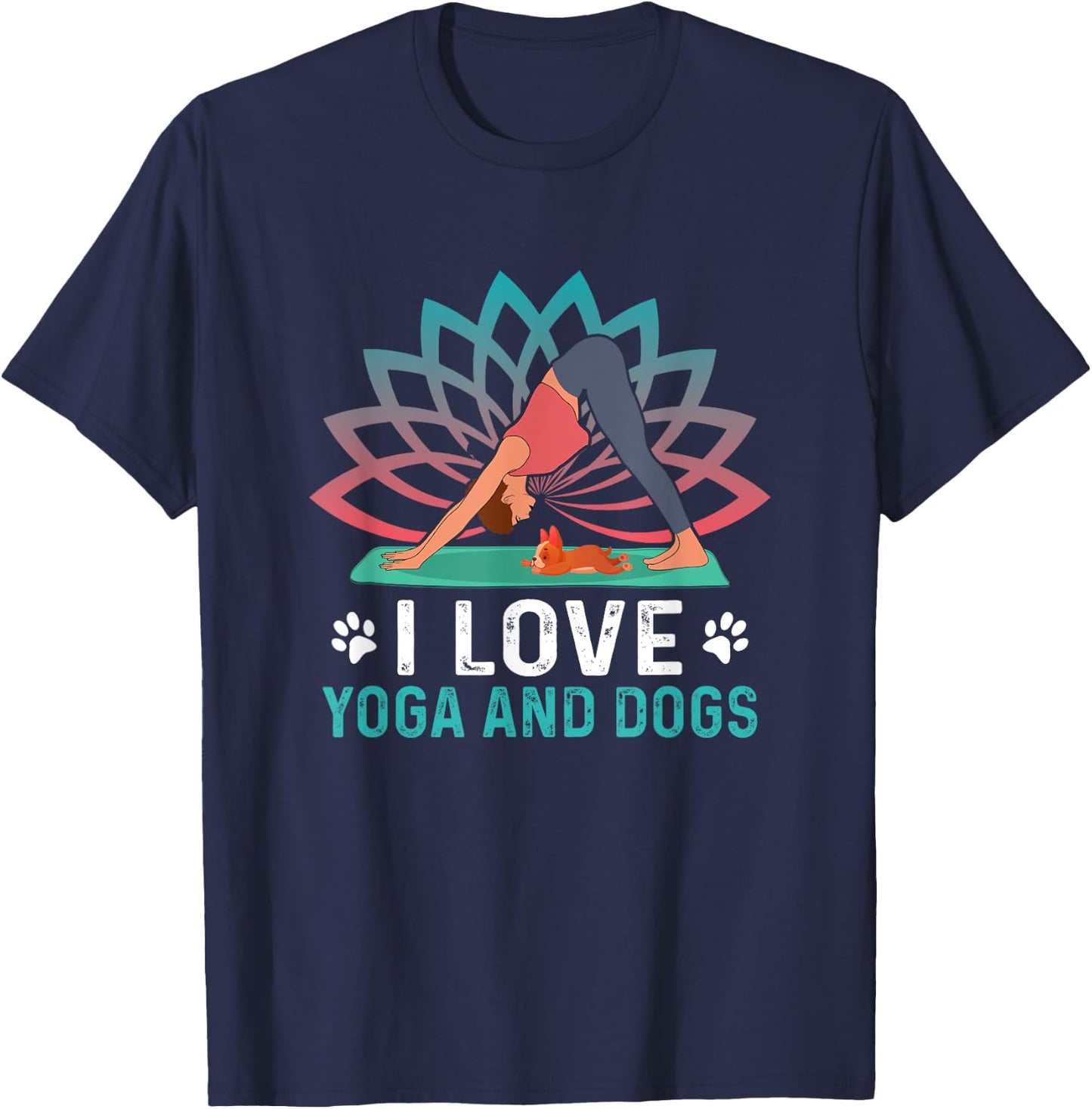 Yoga And Dogs Meditation Women Yoga Saying Funny Yoga Dog T-Shirt - T-Shirt | Navy