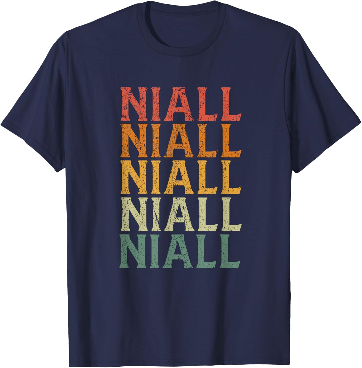 Retro Individual First Name Niall T-Shirt - T-Shirt | Navy