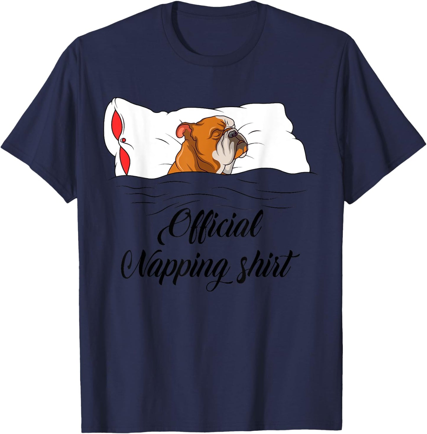 Sleeping English Bulldog Pyjamas Gift Official Napping T-Shirt - T-Shirt | Navy