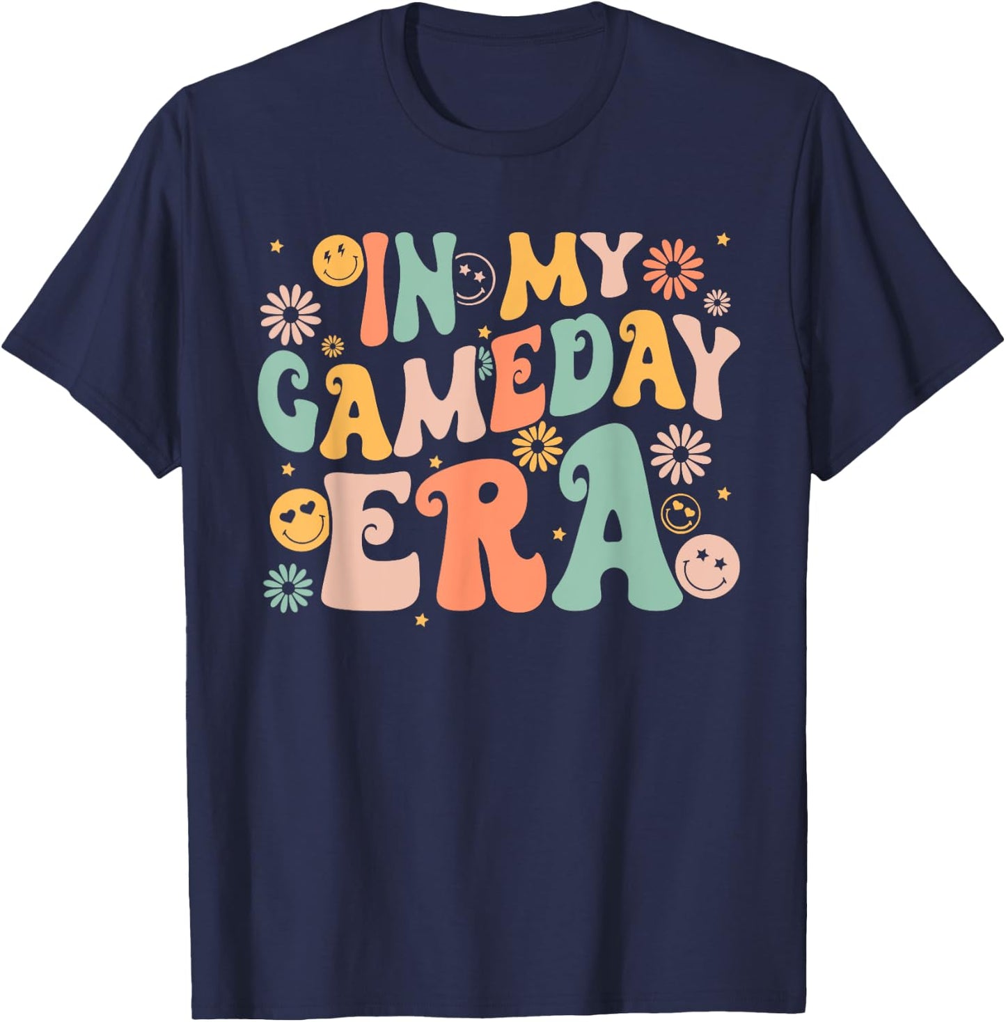 Groovy In My Game Day Era Game Day Vibes Girls Kids T-Shirt - T-Shirt | Navy