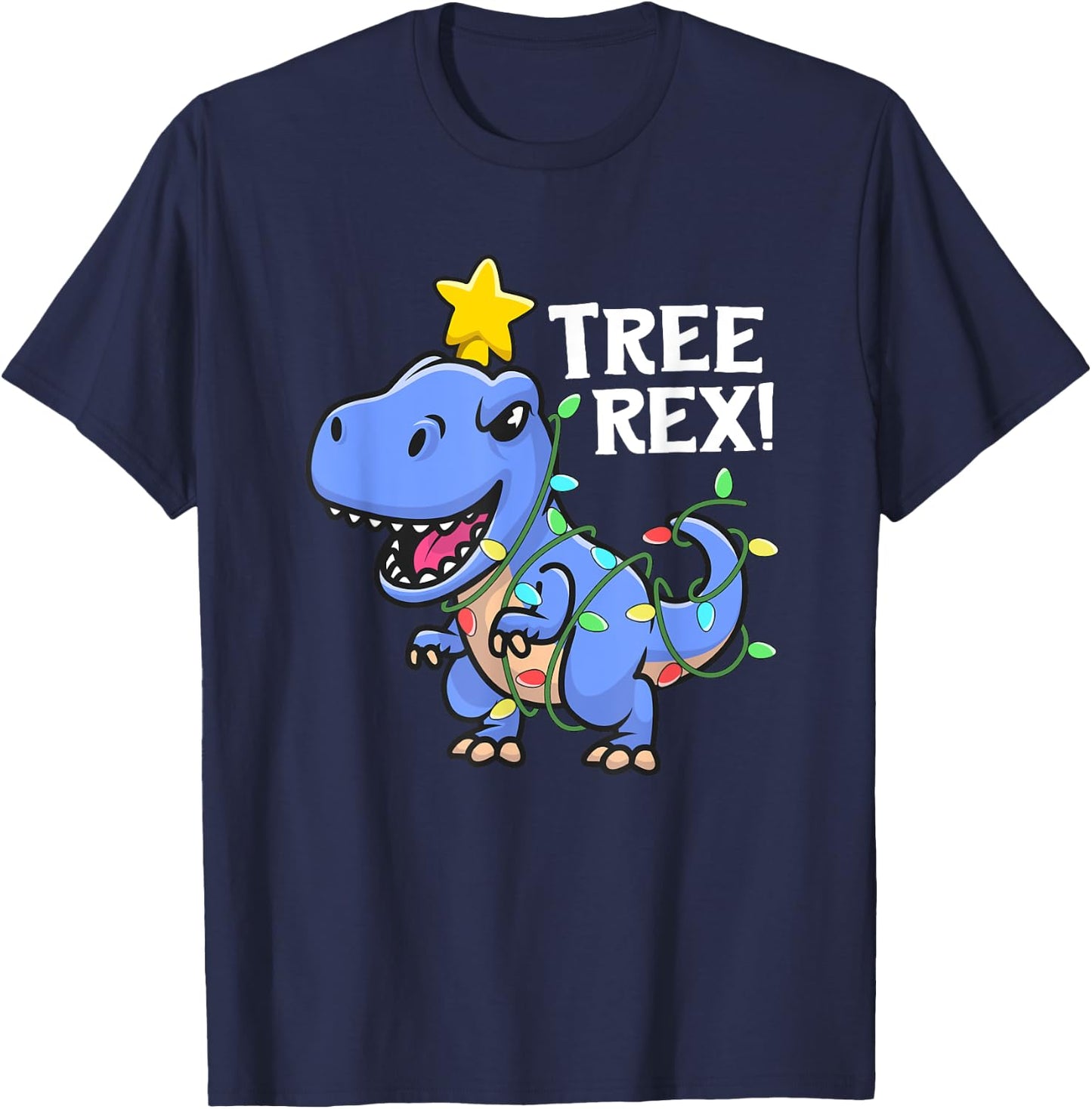 Tree Rex Shirt Christmas For Boys Men Dinosaur TRex T-Shirt - T-Shirt | Navy