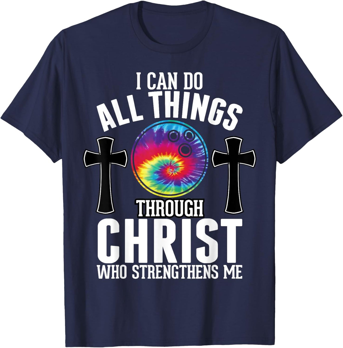 Christian Bowling Ball Fun Men Boys Religious Bible Verse T-Shirt - T-Shirt | Navy