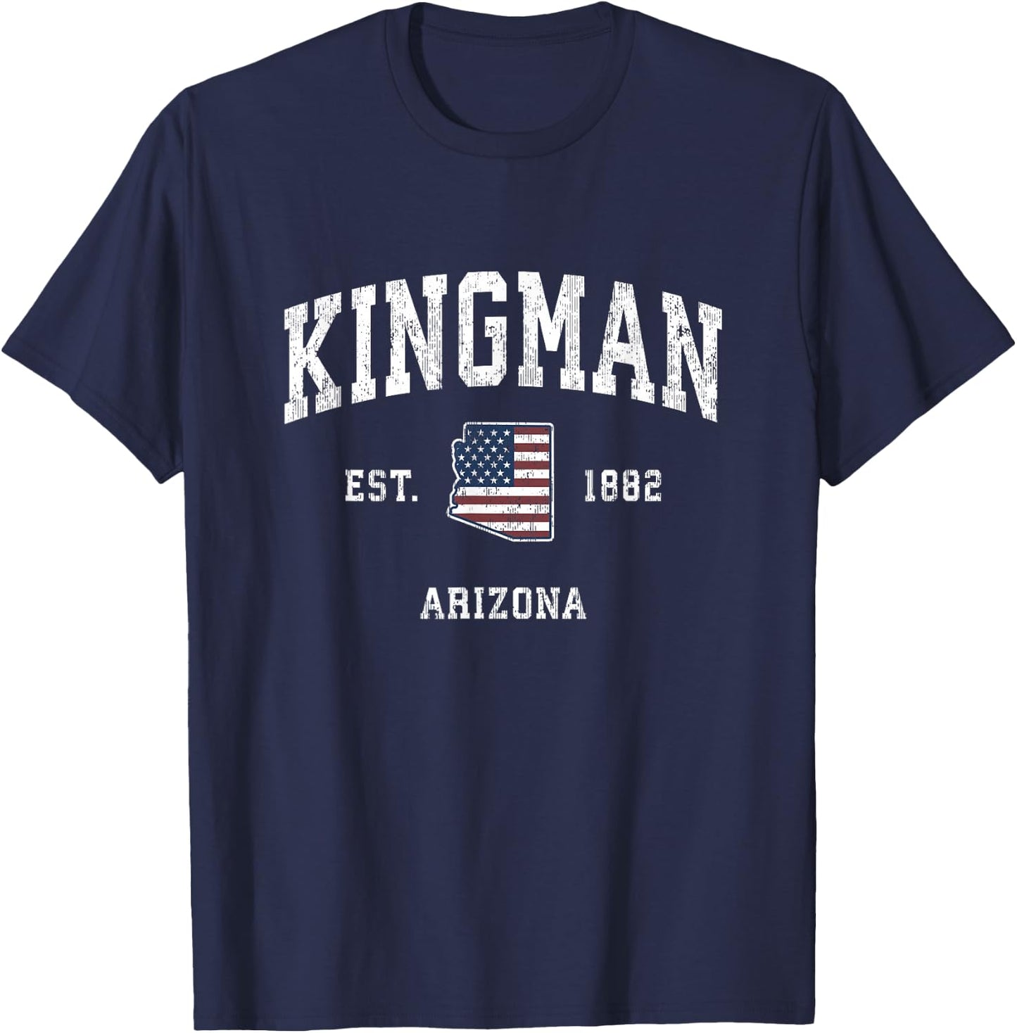 Kingman Arizona AZ Vintage American Flag Sports Design T-Shirt - T-Shirt | Navy