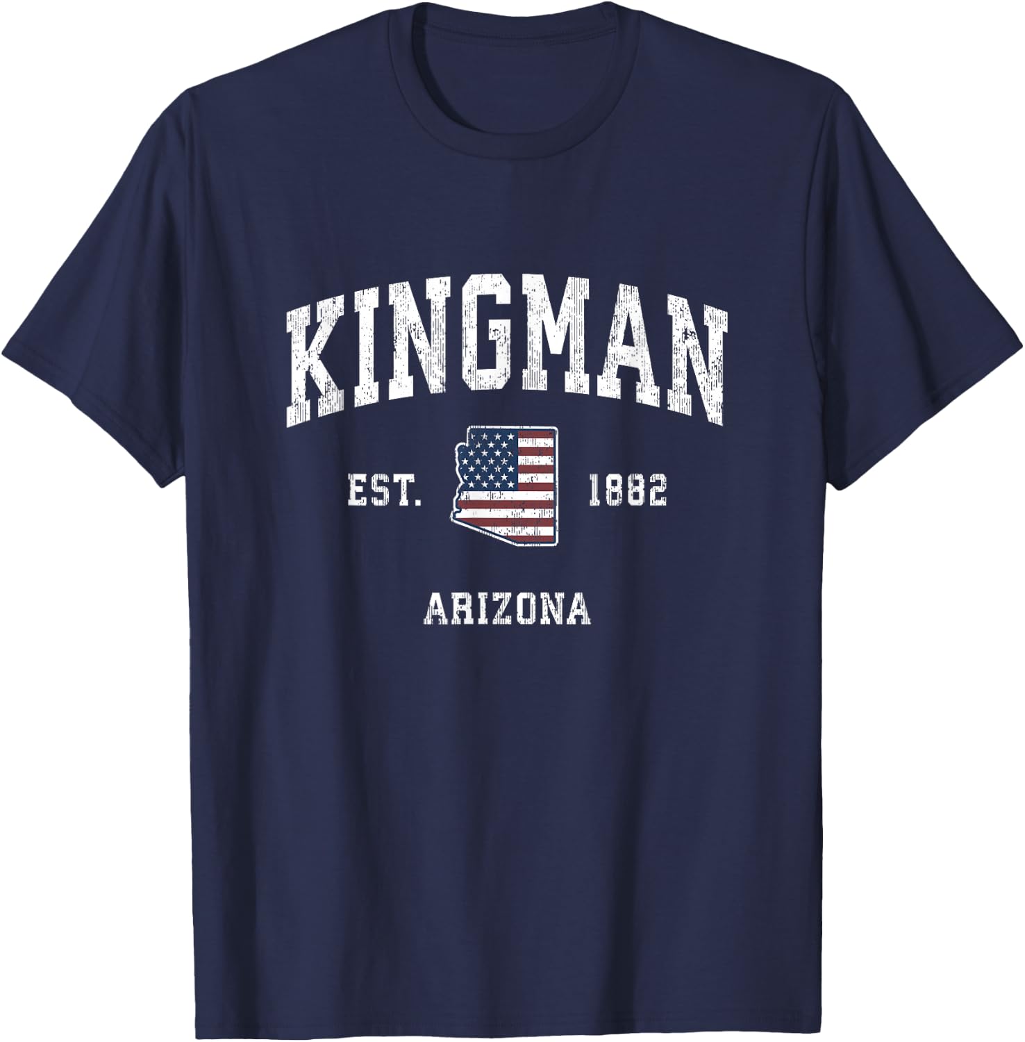 Kingman Arizona AZ Vintage American Flag Sports Design T-Shirt - T-Shirt | Navy