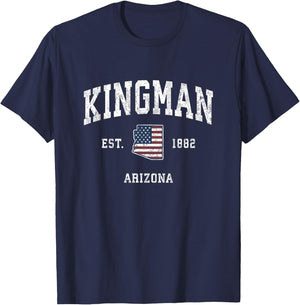 Kingman Arizona AZ Vintage American Flag Sports Design T-Shirt - T-Shirt | Navy