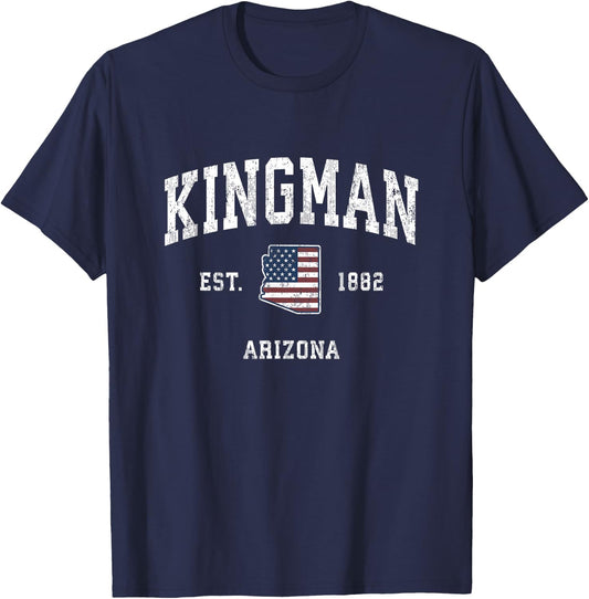 Kingman Arizona AZ Vintage American Flag Sports Design T-Shirt - T-Shirt | Navy