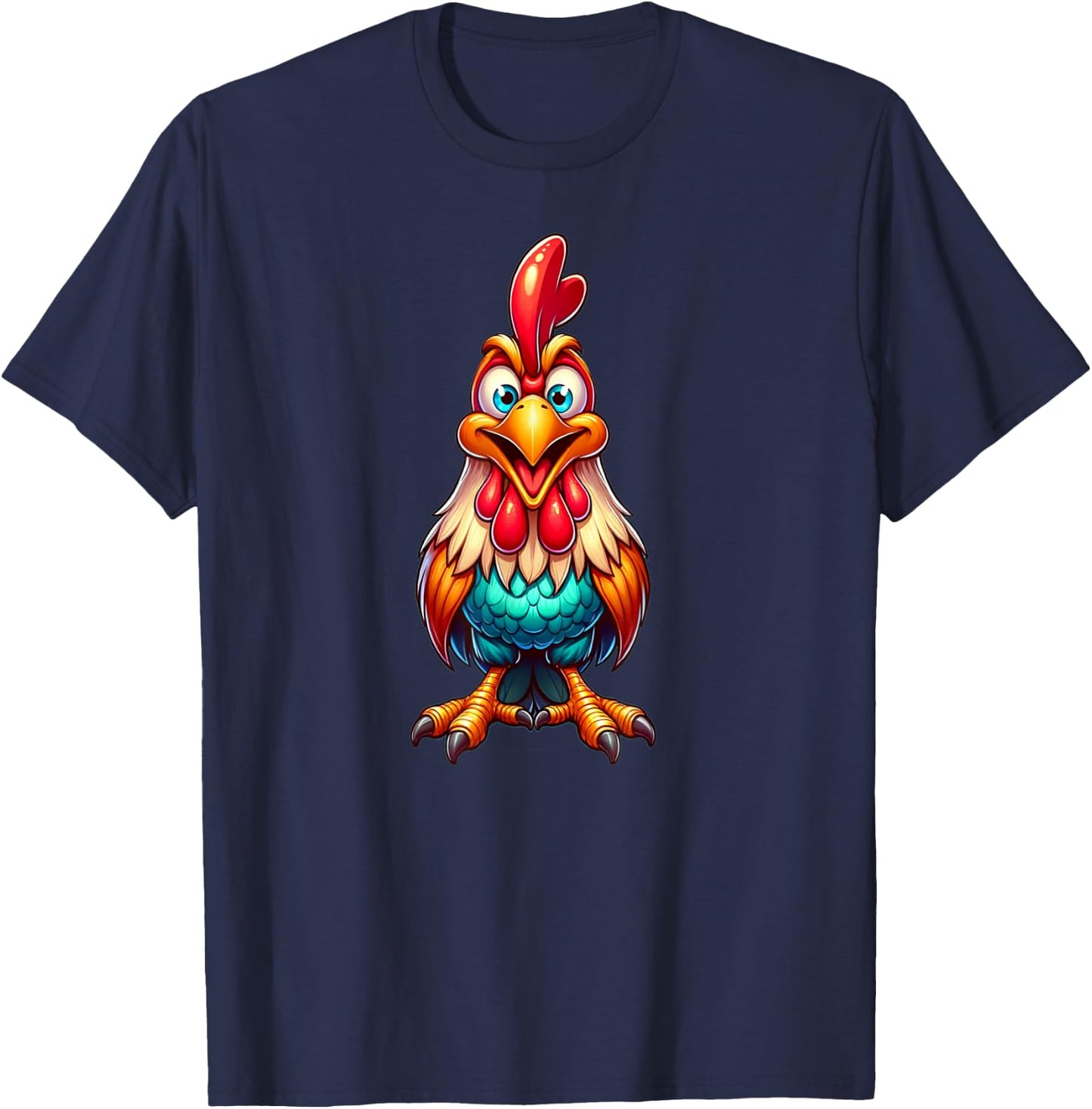 Funny Chicken , Small, Black T-Shirt - T-Shirt | Navy
