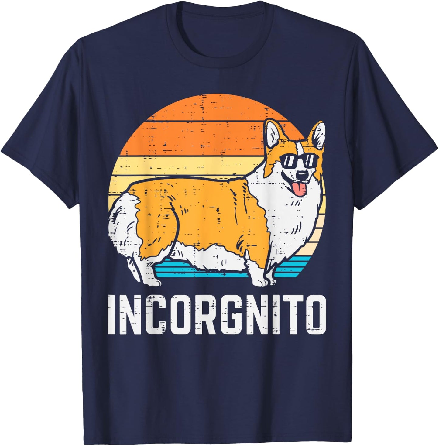 Incorgnito Pembroke Welsh Corgi Retro Pet Dog Lover Gift Men Women Kids T-Shirt - T-Shirt | Navy