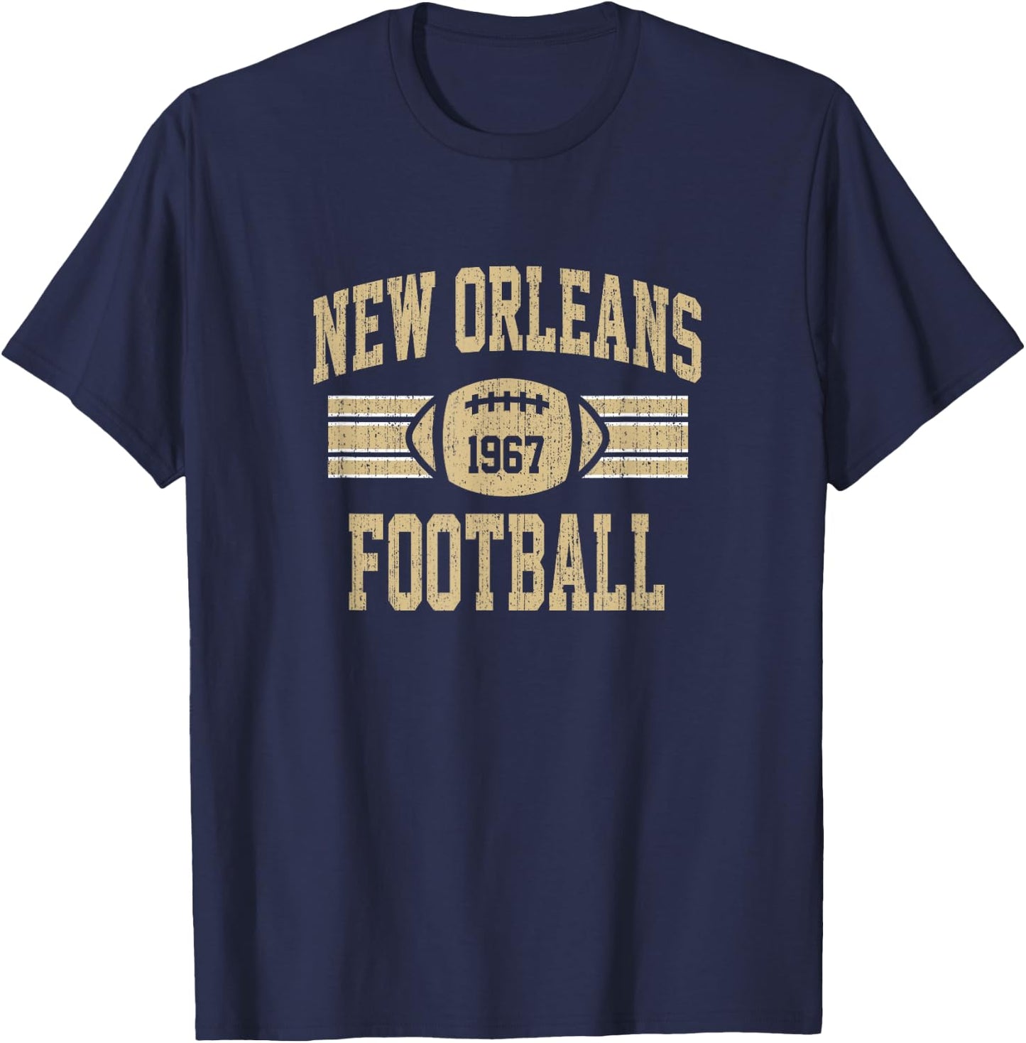 New Orleans Distressed Football Team Fan Small Bold Sports T-Shirt - T-Shirt | Navy