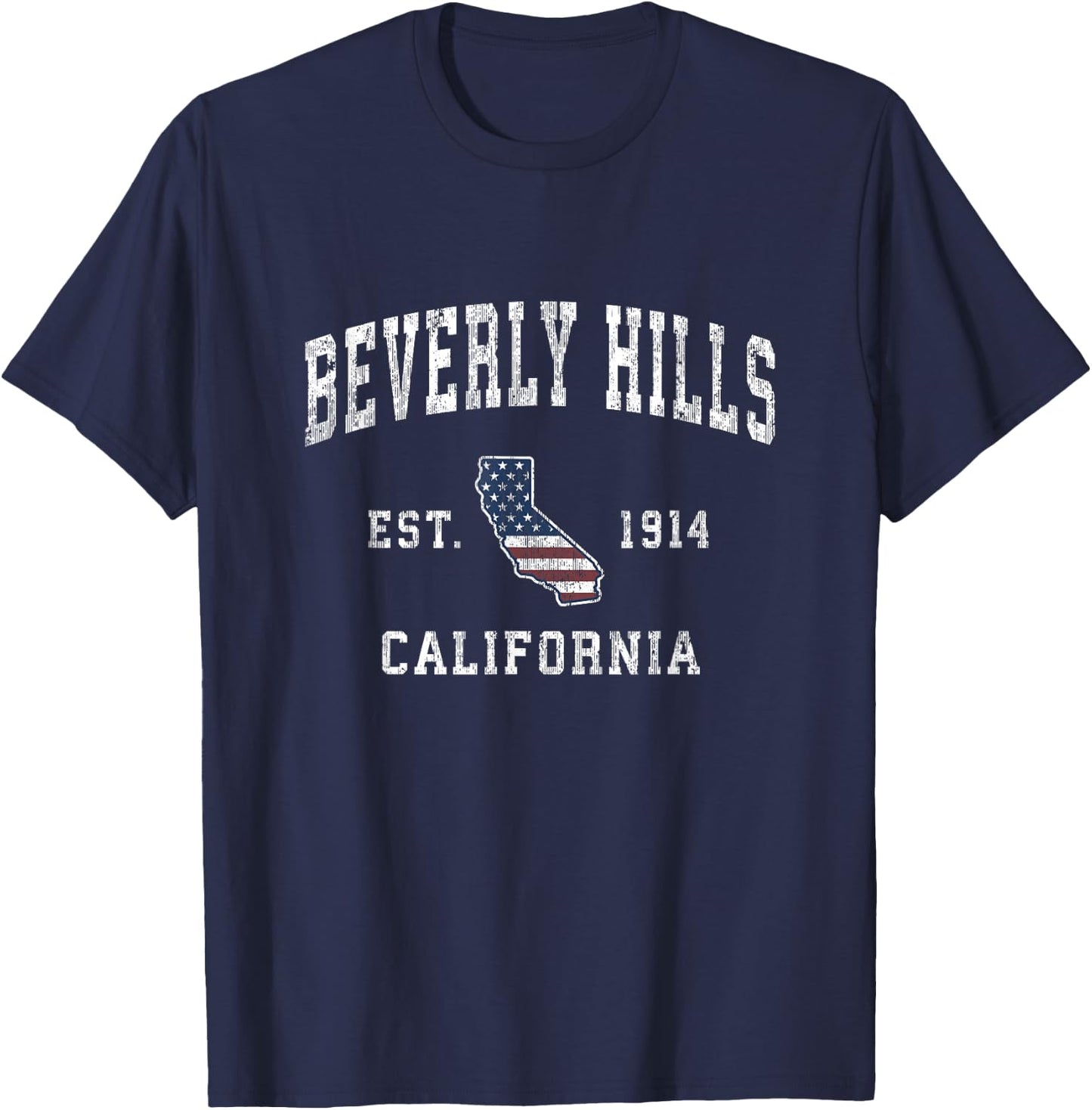 Beverly Hills California CA Vintage American Flag Design Kids Men T-Shirt - T-Shirt | Navy