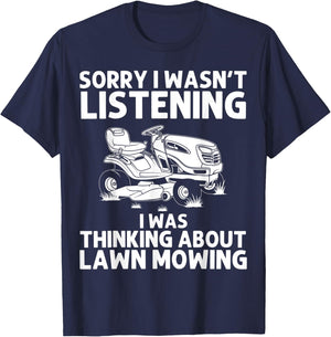 Funny Lawn Mowing Gift Men Women Lawn Mower Farm Gardening T-Shirt - T-Shirt | Navy