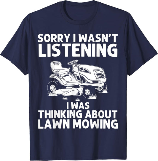 Funny Lawn Mowing Gift Men Women Lawn Mower Farm Gardening T-Shirt - T-Shirt | Navy