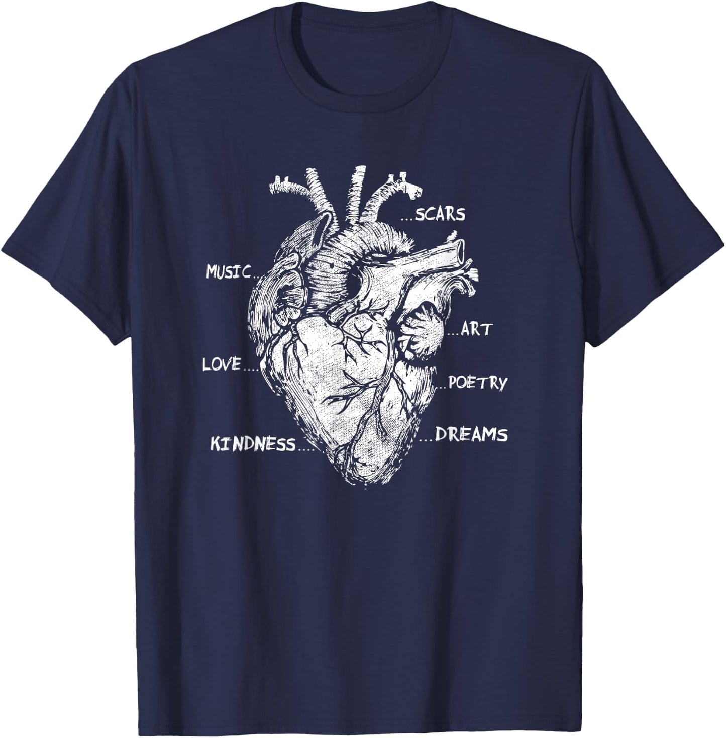 Artistic Heart Anatomical Graphic Kindness Human Anatomy Fun T-Shirt - T-Shirt | Navy