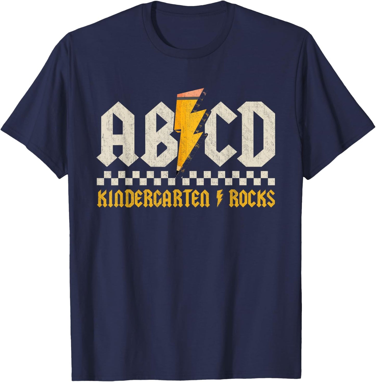ABCD Kindergarten Rocks Pencil Lightning Students Teachers T-Shirt - T-Shirt | Navy
