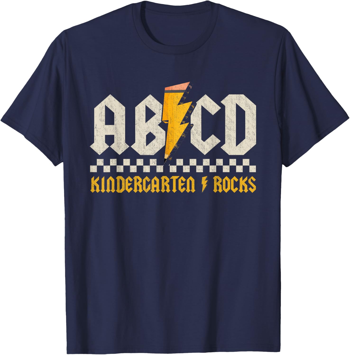 ABCD Kindergarten Rocks Pencil Lightning Students Teachers T-Shirt - T-Shirt | Navy