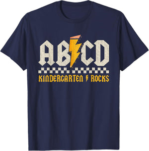 ABCD Kindergarten Rocks Pencil Lightning Students Teachers T-Shirt - T-Shirt | Navy