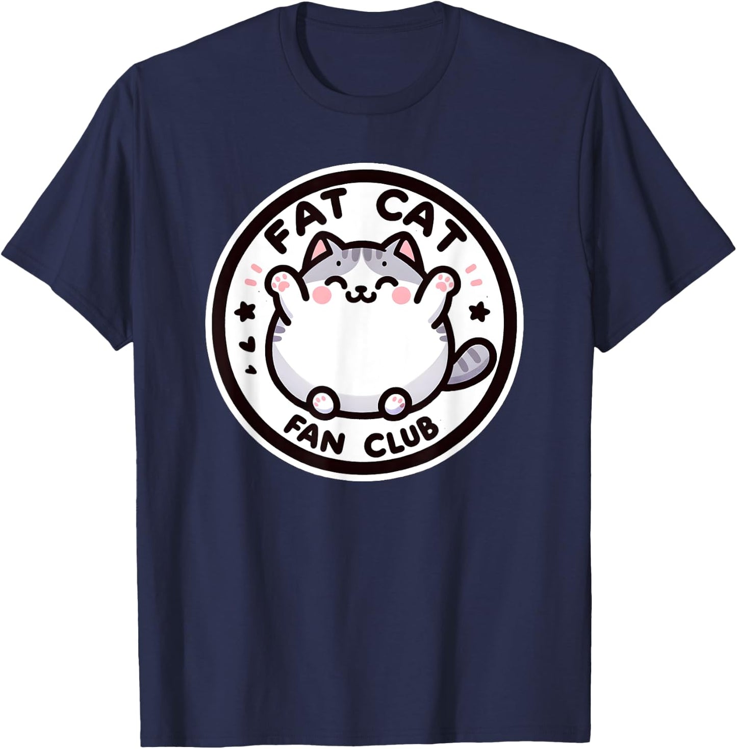 Fat Cat Fan Club Funny Feline Cat Lover Men Women Kids T-Shirt - T-Shirt | Navy