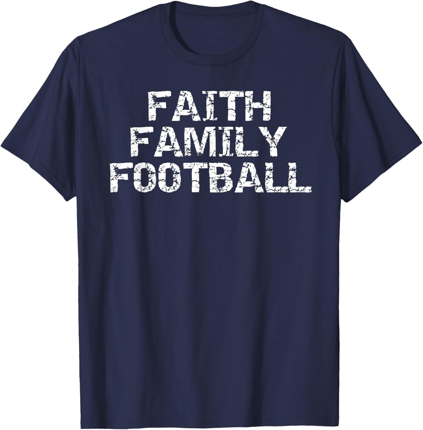 Christian Quote Football Gift Faith Family Football T-Shirt - T-Shirt | Navy