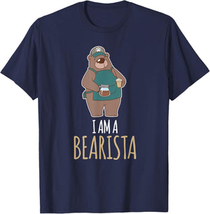 I Am A Bearista Grizzly Bear Coffee Lover Barista Halloween T-Shirt - T-Shirt | Navy