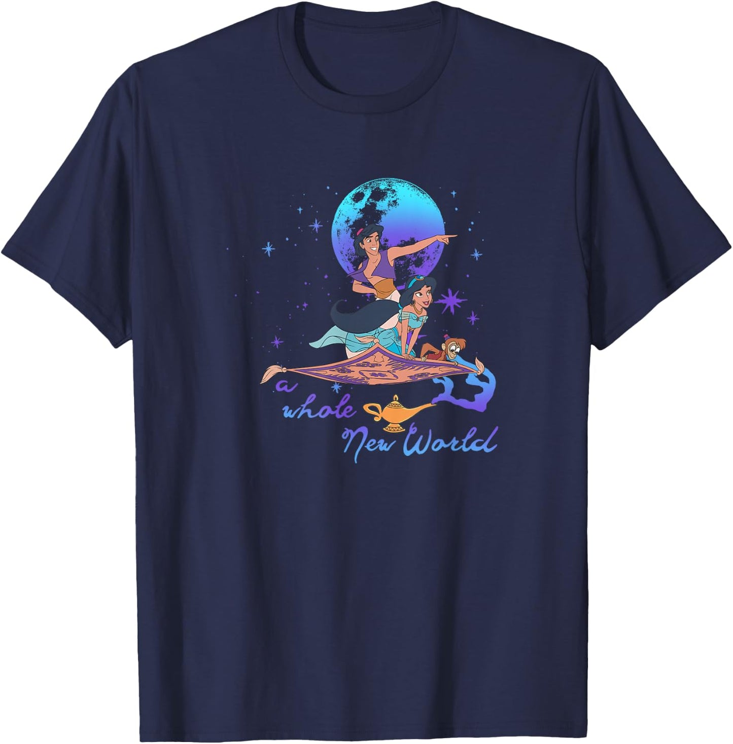 Disney Aladdin Group Shot A Whole New World Blue & Purple T-Shirt - T-Shirt | Navy