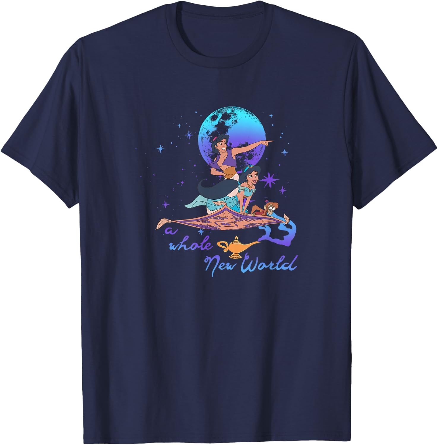 Disney Aladdin Group Shot A Whole New World Blue & Purple T-Shirt - T-Shirt | Navy