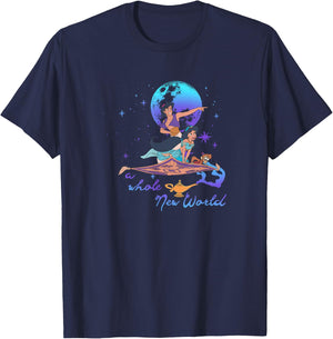 Disney Aladdin Group Shot A Whole New World Blue & Purple T-Shirt - T-Shirt | Navy