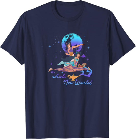 Disney Aladdin Group Shot A Whole New World Blue & Purple T-Shirt - T-Shirt | Navy