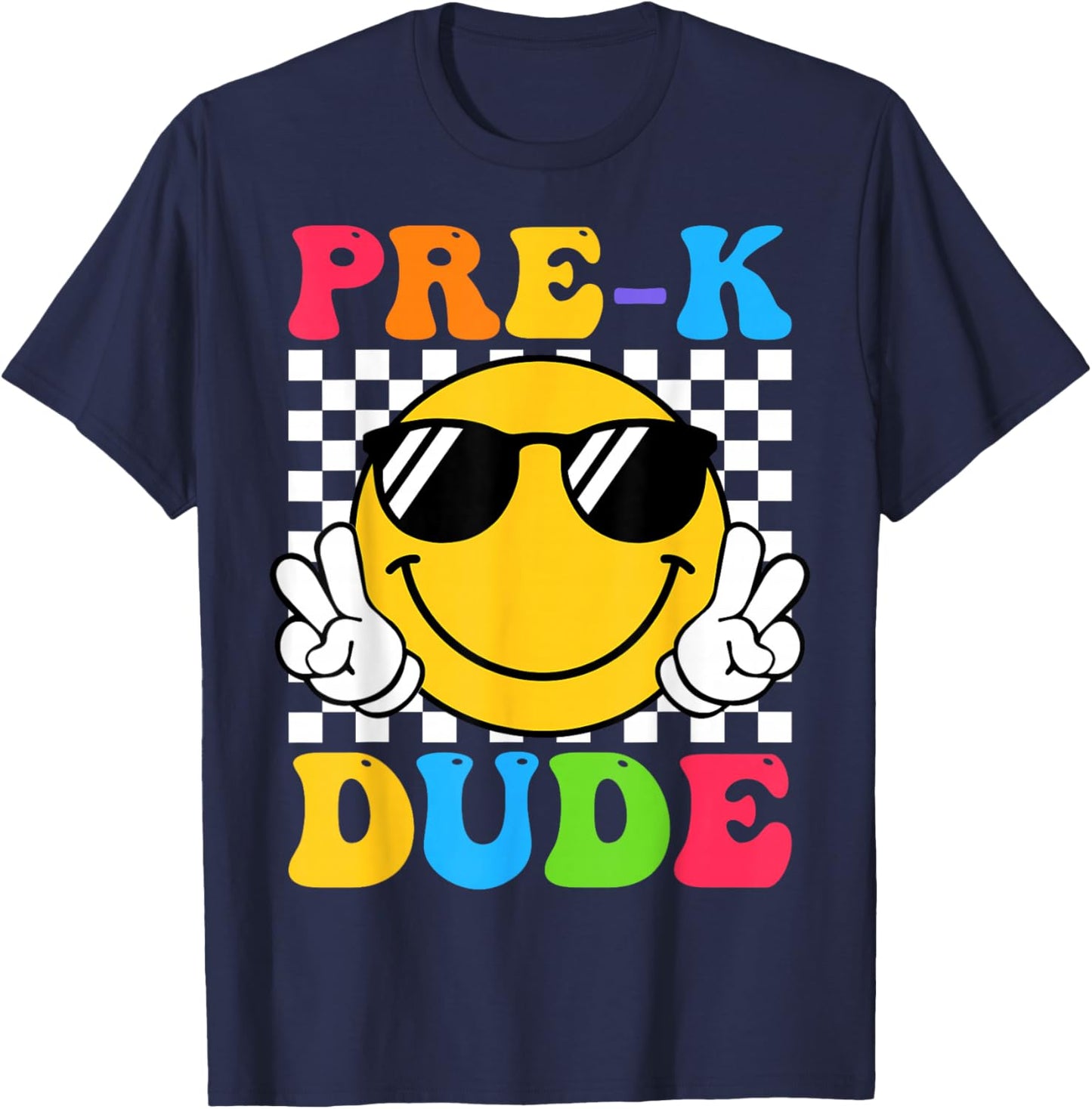 Groovy Pre-K Dude First Day of Preschool Back to School T-Shirt - T-Shirt | Navy
