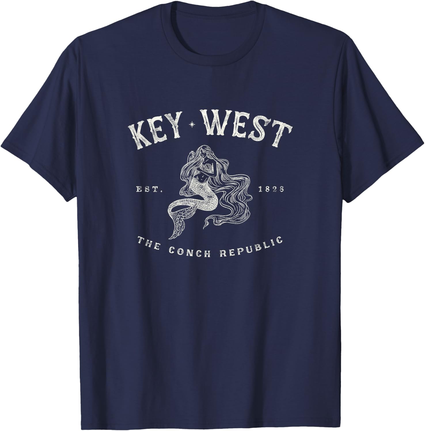 Key West Florida Mermaid Conch Republic Fishing Gift T-Shirt - T-Shirt | Navy