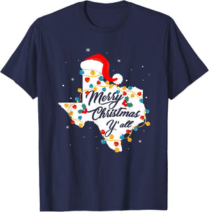 Merry Christmas Y'All Texas State Texan Holiday Men Women T-Shirt - T-Shirt | Navy