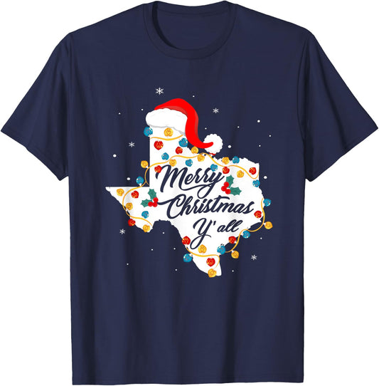 Merry Christmas Y'All Texas State Texan Holiday Men Women T-Shirt - T-Shirt | Navy