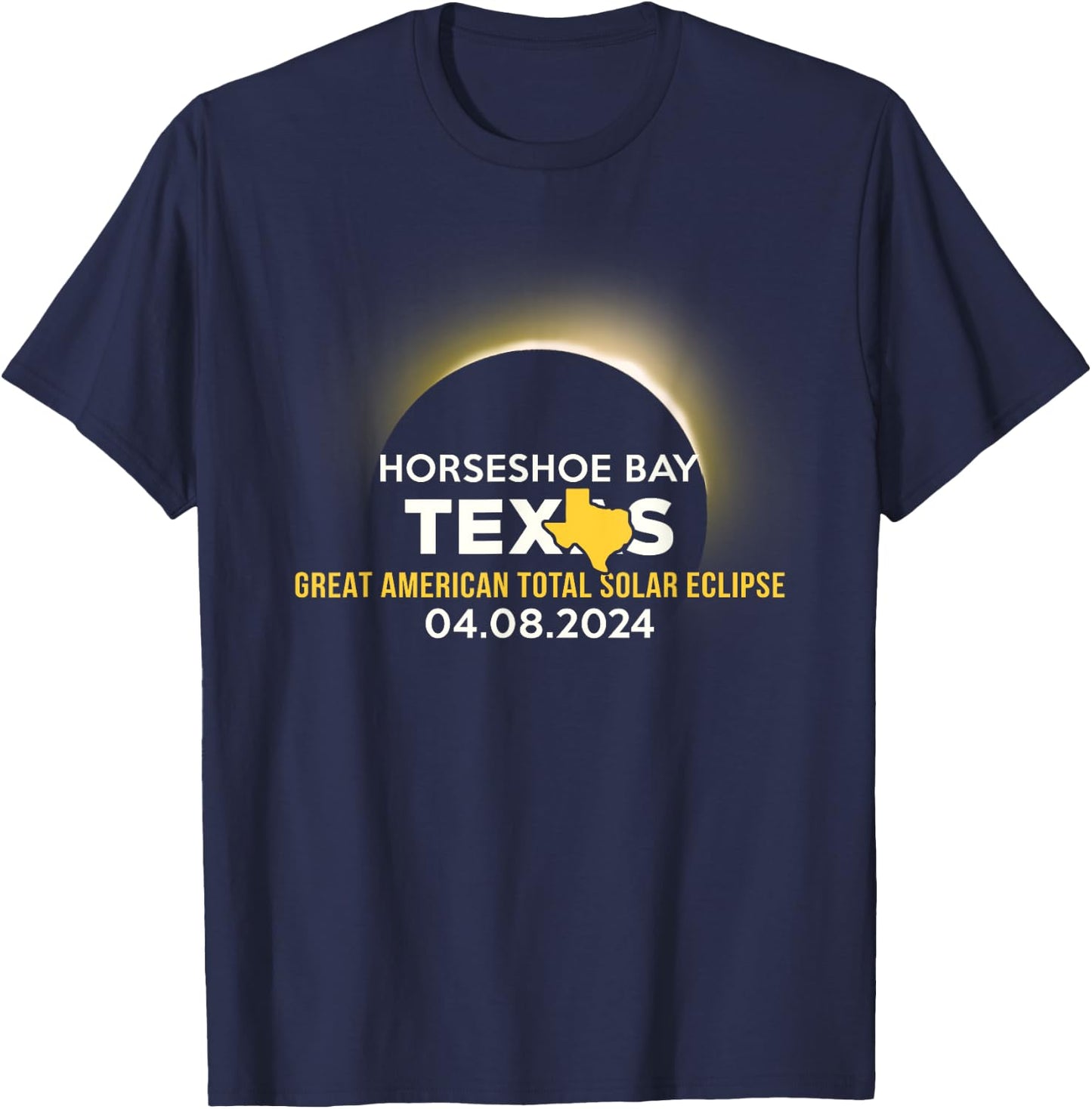 Horseshoe Bay, TX Texas Total Solar Eclipse 2024 T-Shirt - T-Shirt | Navy