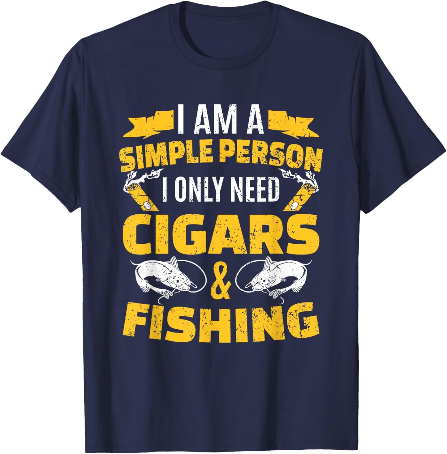 Fishing Shirt Fisherman Cigar Smoker T-Shirt - T-Shirt | Navy