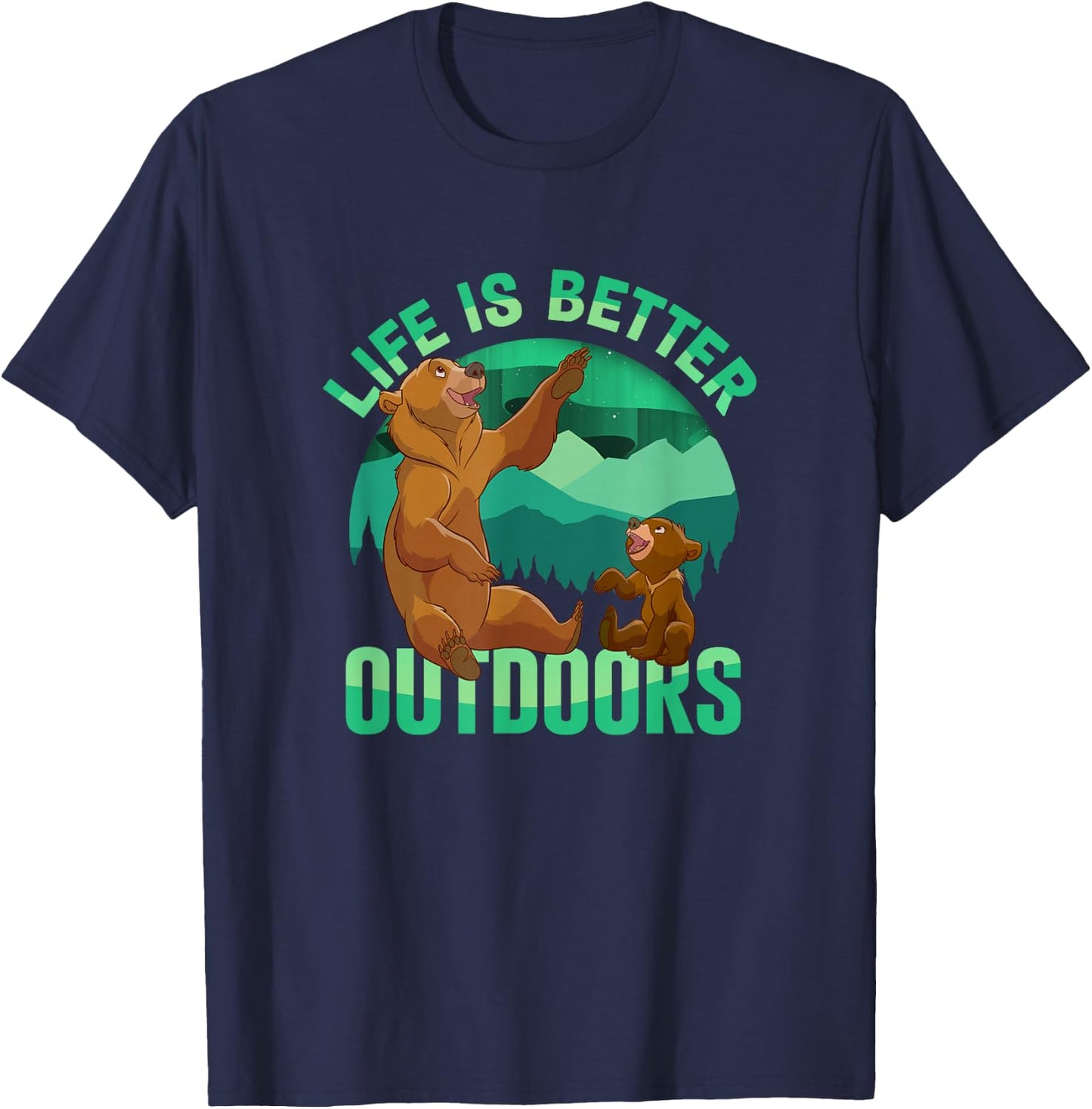 Disney Brother Bear Life Is Better Outdoors Retro Badge T-Shirt - T-Shirt | Navy