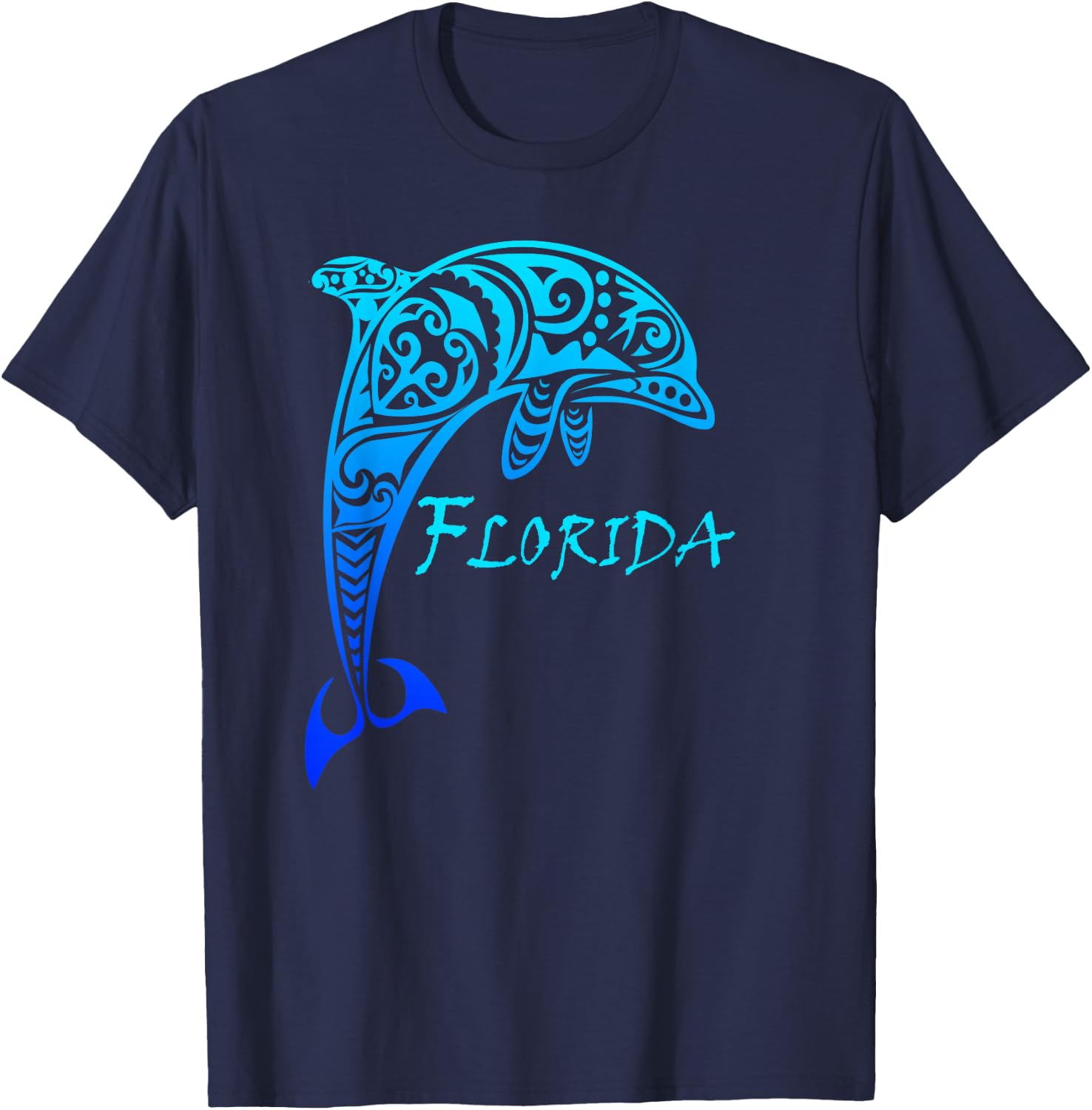 Florida Vacation Vintage Retro Dolphin Small T-Shirt - T-Shirt | Navy