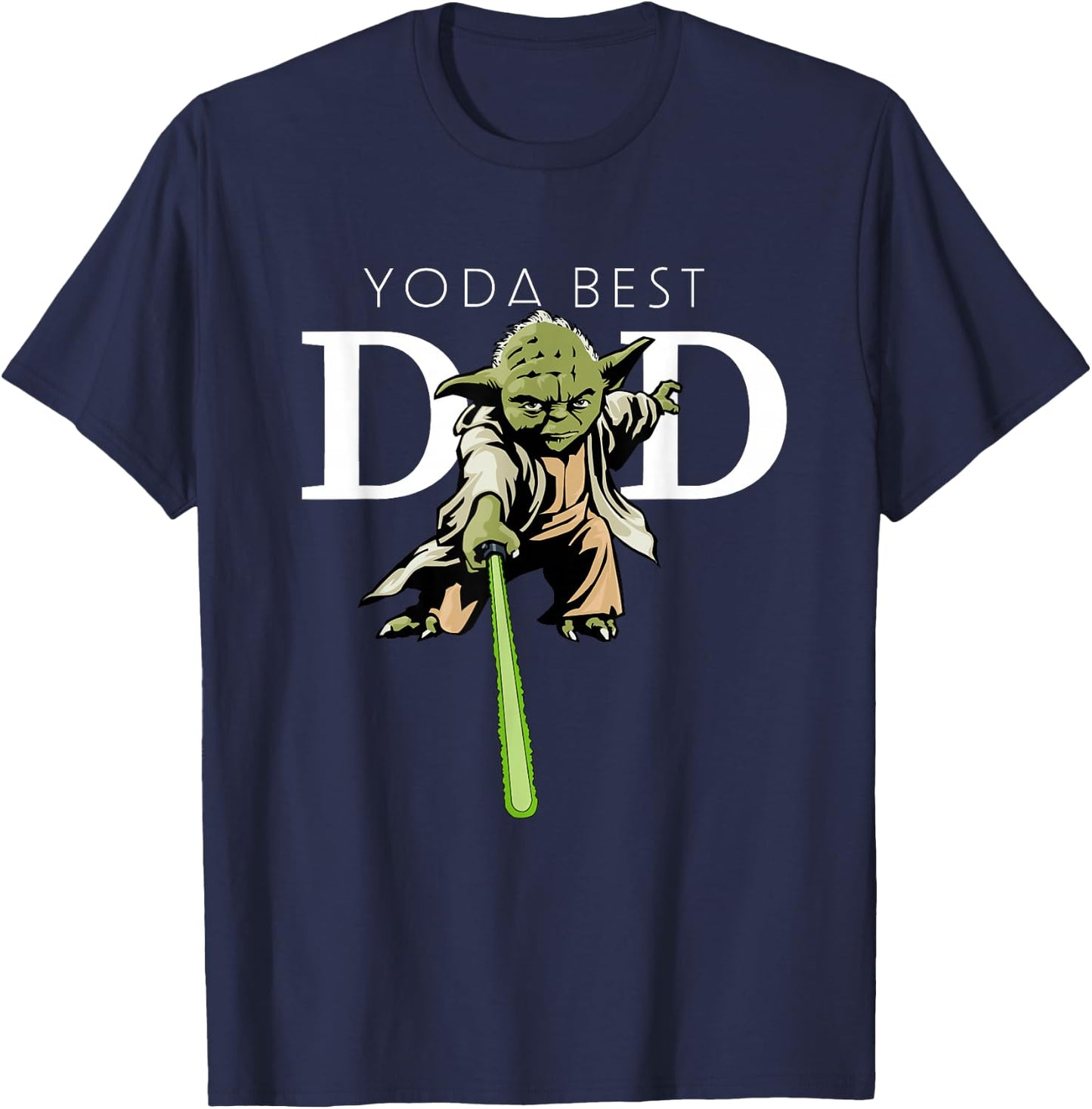 Star Wars Yoda Lightsaber Best Dad Father's Day T-Shirt - T-Shirt | Navy