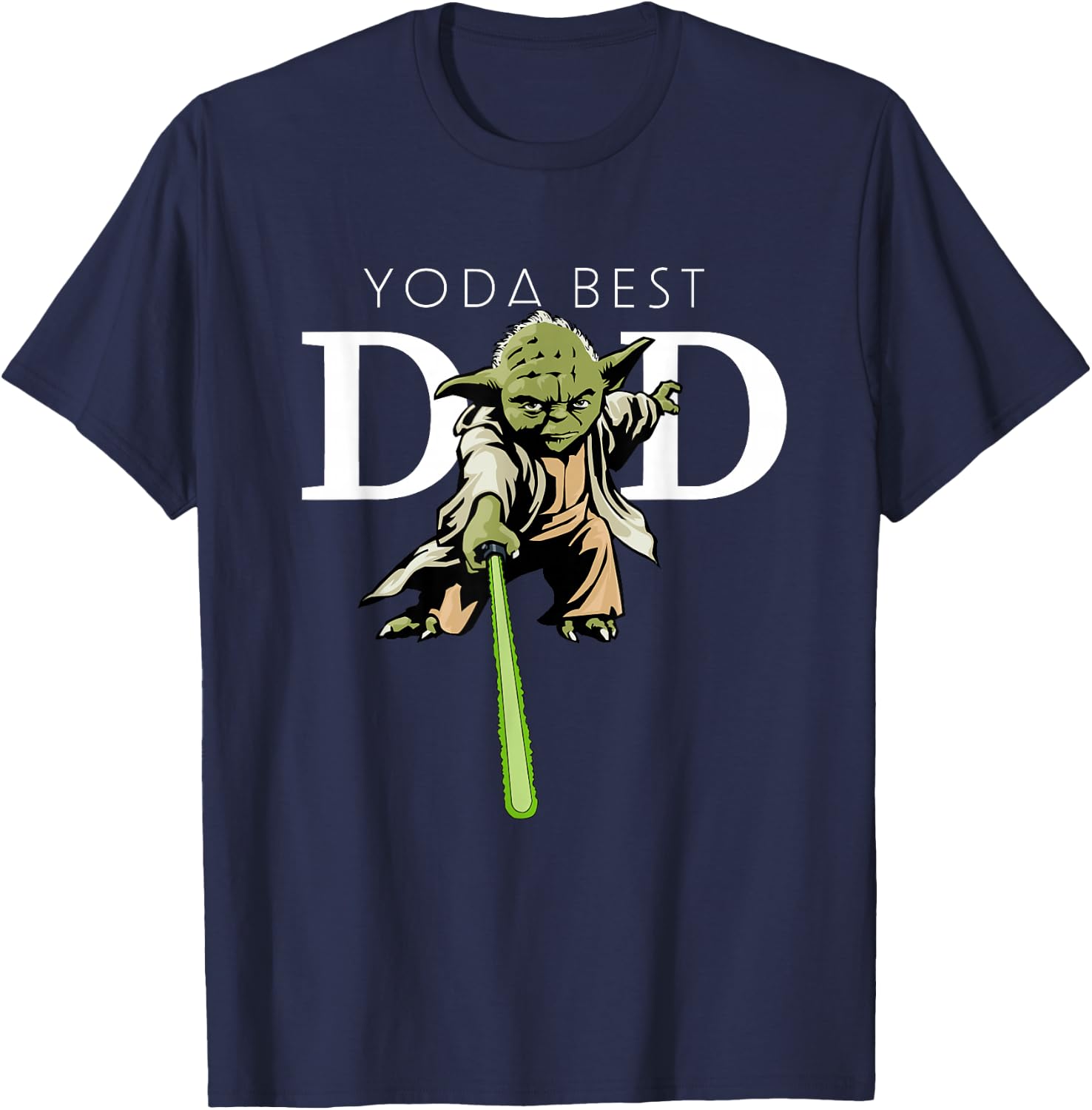 Star Wars Yoda Lightsaber Best Dad Father's Day T-Shirt - T-Shirt | Navy