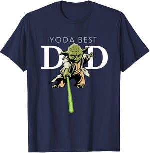 Star Wars Yoda Lightsaber Best Dad Father's Day T-Shirt - T-Shirt | Navy