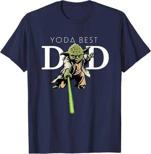 Star Wars Yoda Lightsaber Best Dad Father's Day T-Shirt - T-Shirt | Navy