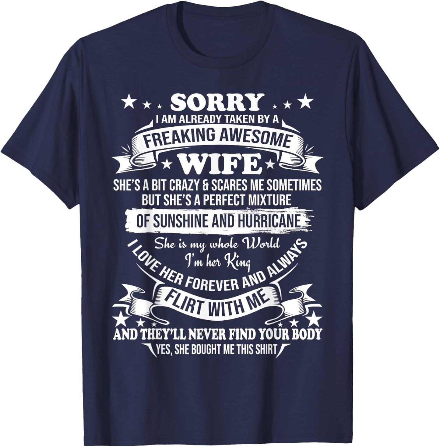 Sorry I am already taken by awesome Wife Valentine Day T-Shirt - T-Shirt | Navy