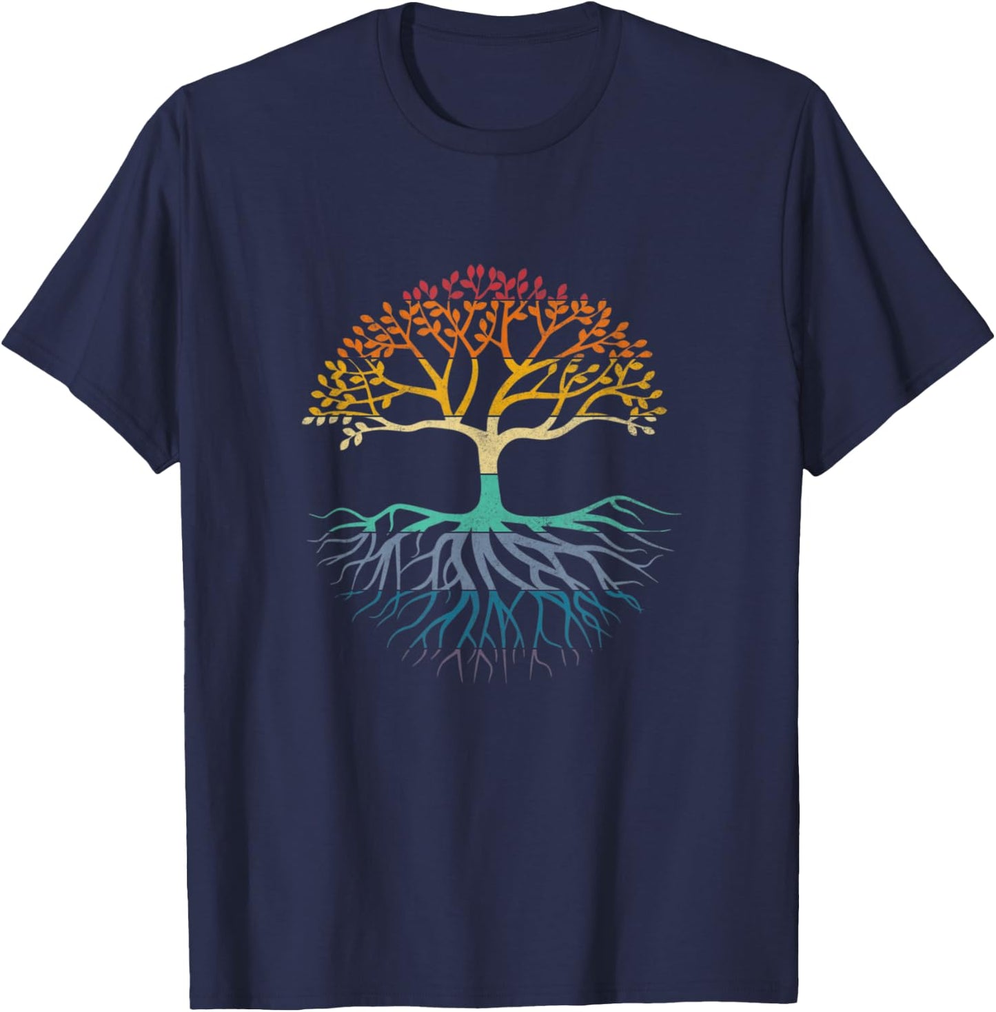 Tree of Life Retro Sun Vintage Hippy T-Shirt - T-Shirt | Navy