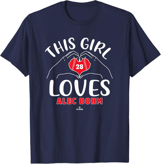 This Girl Loves Alec Bohm Philadelphia MLBPA T-Shirt - T-Shirt | Navy