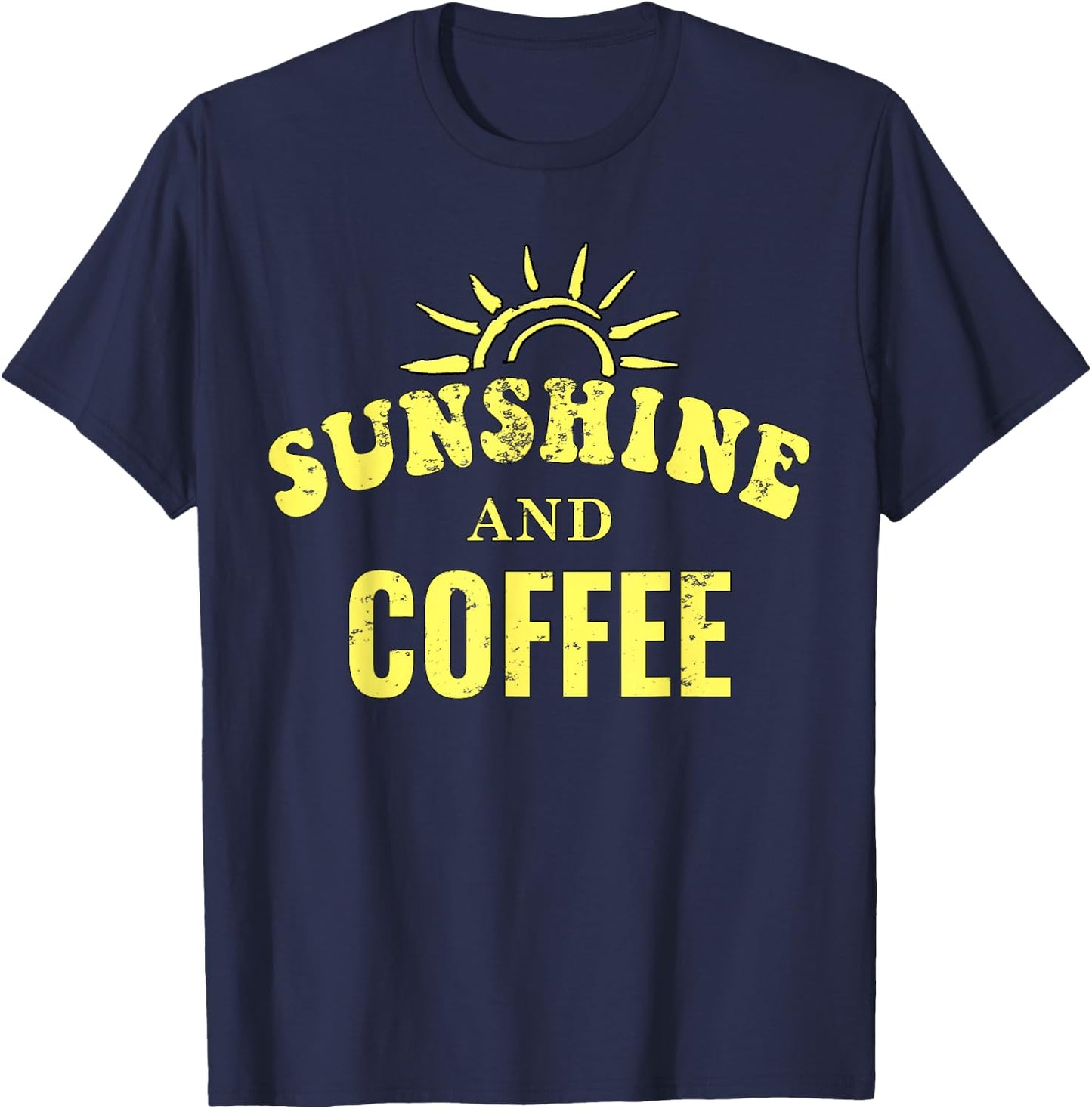 Coffee Lovers | Sunshine and Coffee Retro Style Mothers Day T-Shirt - T-Shirt | Navy
