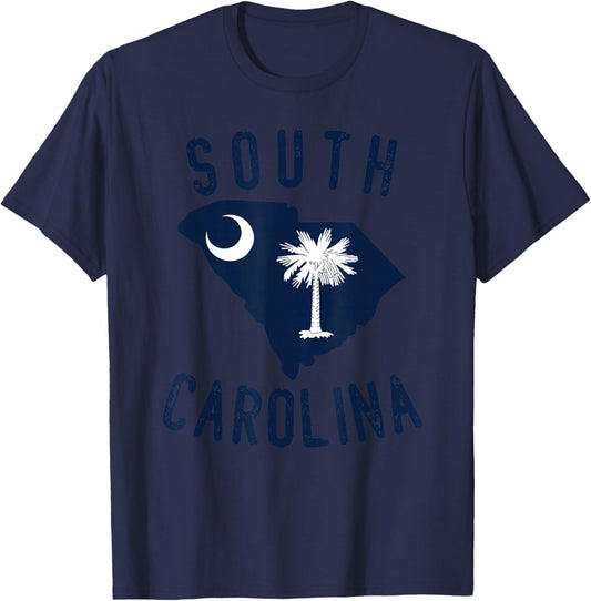 South Carolina State Flag Palmetto Tree Crescent Moon SC T-Shirt - T-Shirt | Navy