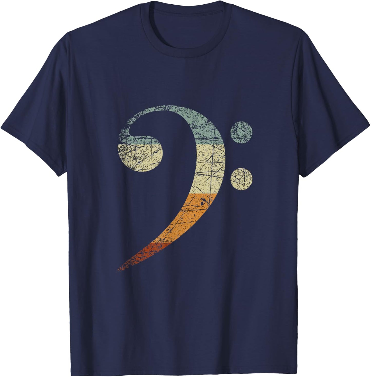 Treble Clef Retro Bass Clef T-Shirt - T-Shirt | Navy