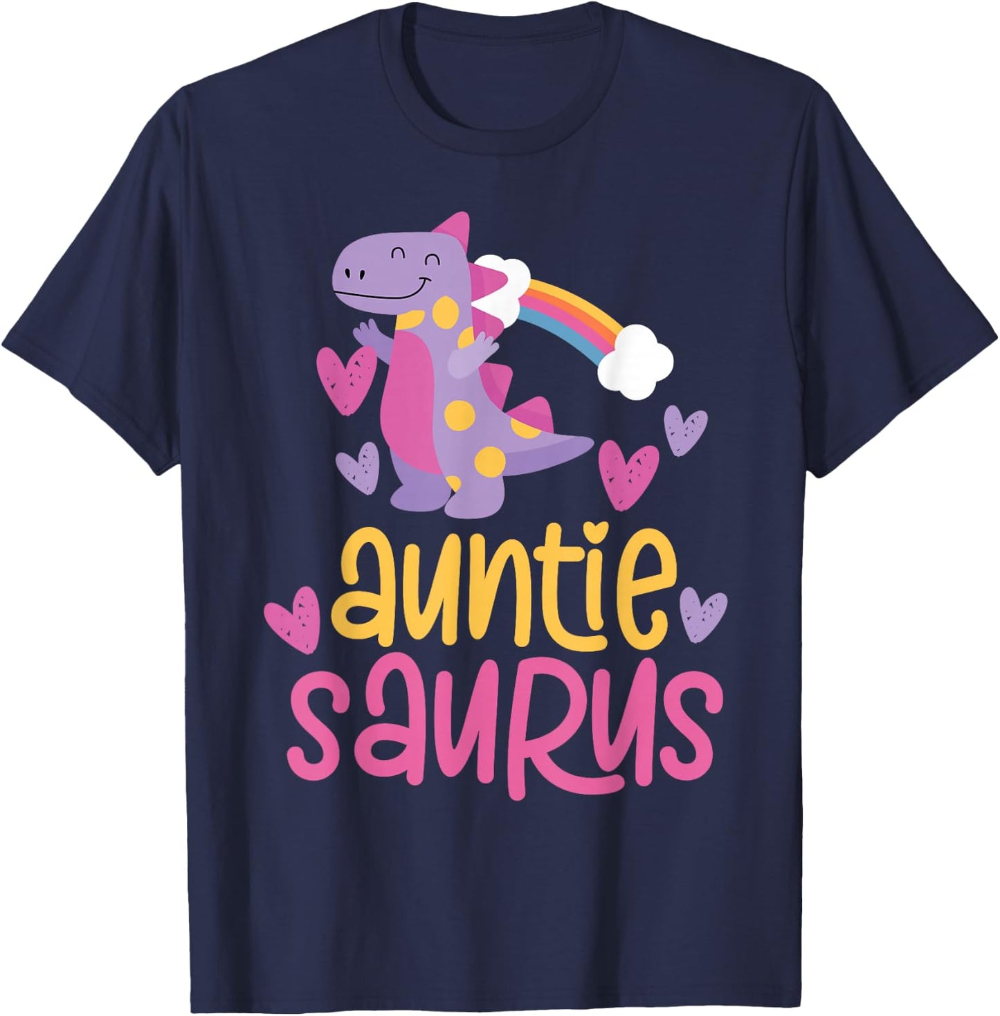 Auntie Saurus Rex Dinosaur Aunt T-Shirt - T-Shirt | Navy